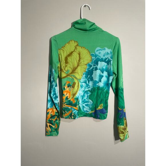 The Kit Green Jade Iris Floral Printed Turtleneck Bamboo Fabric - Picture 5 of 9